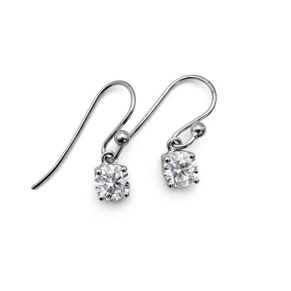 0.5 CT * 2 Moissanite Diamond White Solitaire Dangle Hooks
